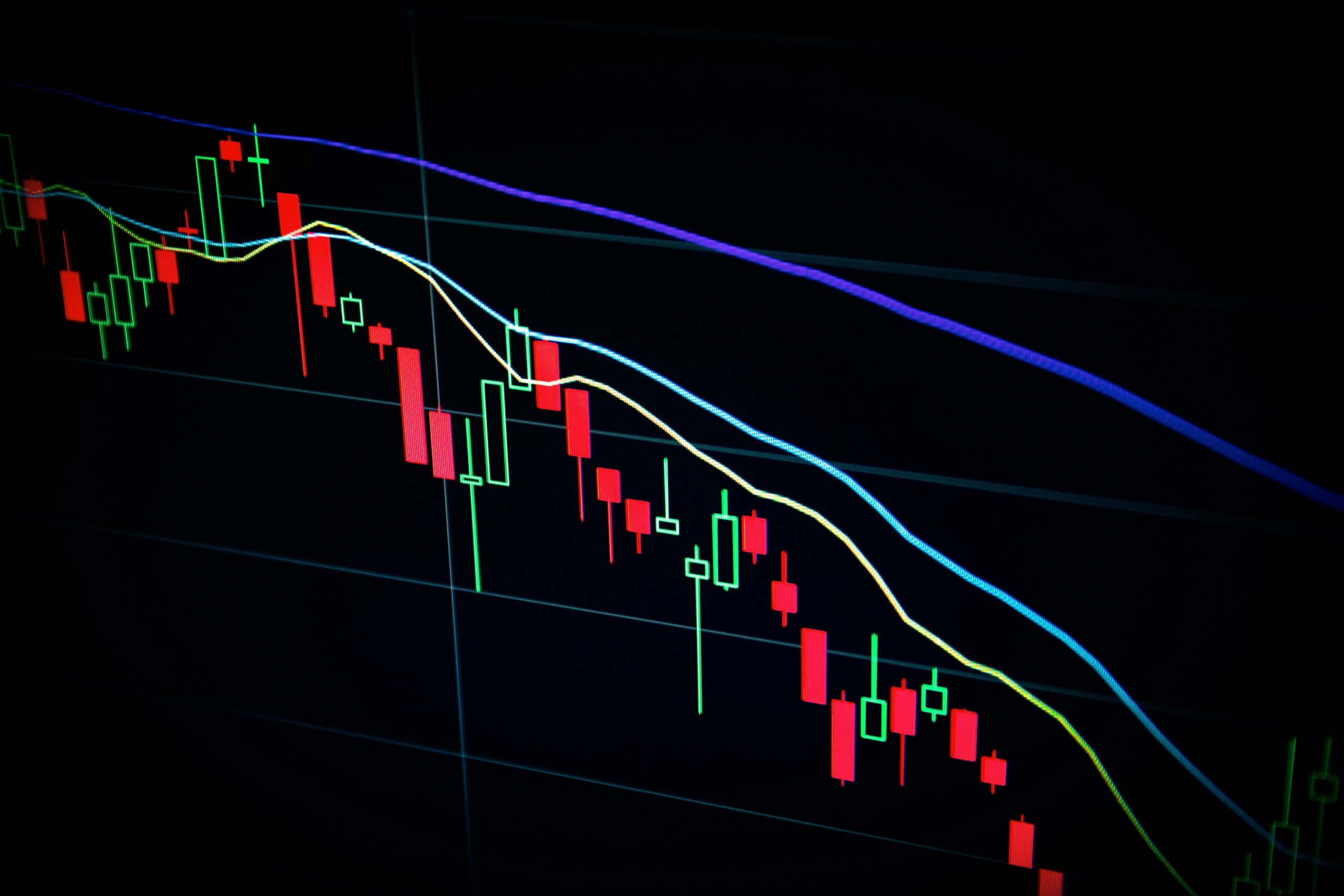 Financial market charts on professional trading screens
